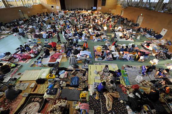 大震災時の避難体育館