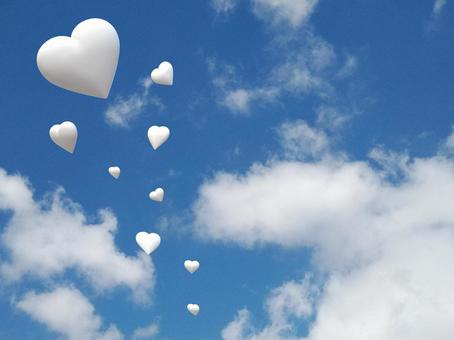 青空にハートの風船