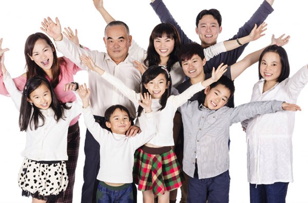 明るい家族集合