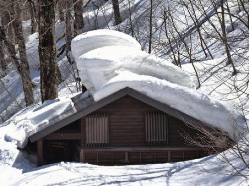 雪に埋もれた雪国の家