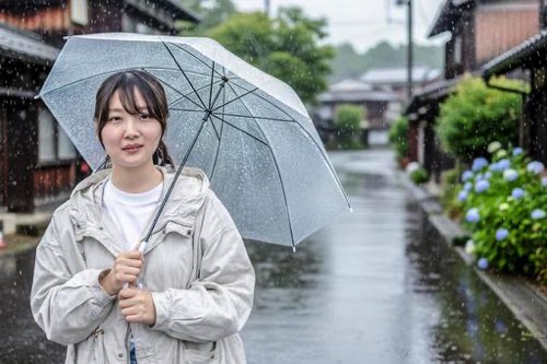 大雨と女性2