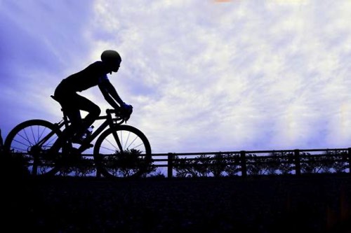 シルエット調自転車で颯爽と走る