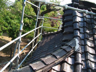 富山県高岡市古定塚熊野神社屋根瓦補修工事