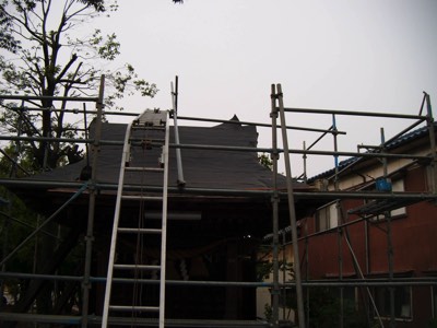 富山県高岡市古定塚熊野神社屋根瓦補修工事